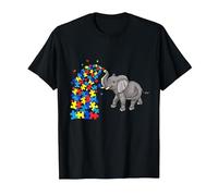 Autism Baby Elephant Tshirt Women Funny Elephant Lover Camiseta, Hombre, Negro, XL