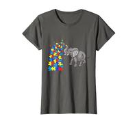 Autism Baby Elephant Tshirt Women Funny Elephant Lover Camiseta, Mujer, Asfalto, XL