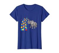 Autism Baby Elephant Tshirt Women Funny Elephant Lover Camiseta, Mujer, Azul Real, S