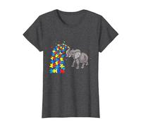 Autism Baby Elephant Tshirt Women Funny Elephant Lover Camiseta, Mujer, Jaspeado Oscuro, L