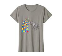 Autism Baby Elephant Tshirt Women Funny Elephant Lover Camiseta, Mujer, Pizarra, M
