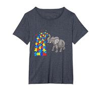 Autism Baby Elephant Tshirt Women Funny Elephant Lover Camiseta, Mujer Tallas Grandes, Azul Jaspeado, 2XL Grande
