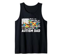 Autism Dad T-Rex - Rompecabezas patriótico de EE. UU Camiseta sin Mangas