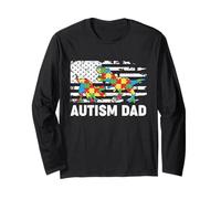 Autism Dad T-Rex - Rompecabezas patriótico de EE. UU Manga Larga