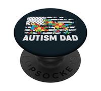 Autism Dad T-Rex - Rompecabezas patriótico de EE. UU PopSockets PopGrip Adhesivo