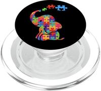 Autism Elephant Gift Autism Awareness Autistic Black PopSockets PopGrip para MagSafe