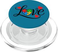 Autism Family Love - Rompecabezas de concienciación sobre el Autismo Soporte cardíaco PopSockets PopGrip para MagSafe