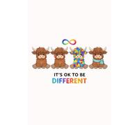 Autism Highland Cow Notebook: It's Okay to Be Different - Autism Mom Gifts Journal | Neurodiverse ASD Awareness & Acceptance Lined Notebook, 6 x 9 in, 120 Pages | Highland Cow Gifts for Women