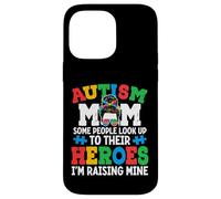 Autism Mom Raising Hero Groovy Messy Bun Autism Awareness Carcasa para iPhone 14 Pro Max