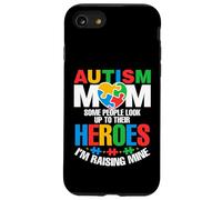 Autism Mom Raising Hero Groovy Messy Bun Autism Awareness Carcasa para iPhone SE (2020) / 7 / 8