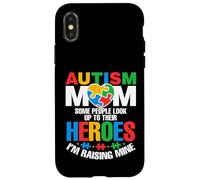 Autism Mom Raising Hero Groovy Messy Bun Autism Awareness Carcasa para iPhone X/XS
