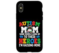 Autism Mom Raising Hero Groovy Messy Bun Autism Awareness Carcasa para iPhone X/XS