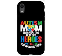 Autism Mom Raising Hero Groovy Messy Bun Autism Awareness Carcasa para iPhone XR