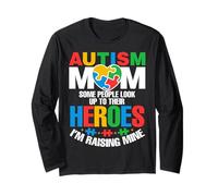 Autism Mom Raising Hero Groovy Messy Bun Autism Awareness Manga Larga