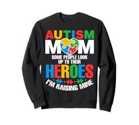 Autism Mom Raising Hero Groovy Messy Bun Autism Awareness Sudadera