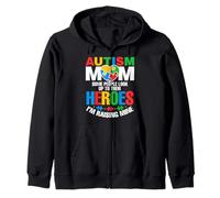 Autism Mom Raising Hero Groovy Messy Bun Autism Awareness Sudadera con Capucha