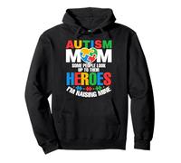 Autism Mom Raising Hero Groovy Messy Bun Autism Awareness Sudadera con Capucha