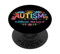 Autism Not Less Love Rainbow Handprints Sun Clouds PopSockets PopGrip Adhesivo