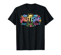 Autism Respect Include Love Rainbow Handprints Sun Clouds Camiseta