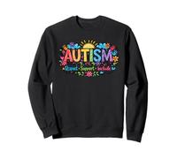 Autism Respect Include Love Rainbow Handprints Sun Clouds Sudadera