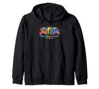 Autism Respect Include Love Rainbow Handprints Sun Clouds Sudadera con Capucha