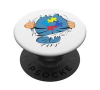 Autism Superhero Gift For Dad Autism Awareness Gift PopSockets PopGrip Adhesivo