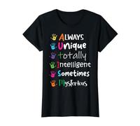 Autismo Concientización Mamá Niños Autismo Siempre Único Inteligente Camiseta gráfica económica, Mujer, Negro, M