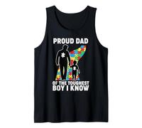 Autismo Concientización Padre Hijo Autista - Orgulloso Autismo Papá Hijo Camiseta sin Mangas