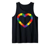 Autismo Corazón Puzzle Diseño Colorido de Apoyo Camiseta sin Mangas