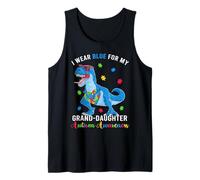 Autismo Dino Grandpa Grandma I Wear Blue For My Granddaughter Camiseta sin Mangas