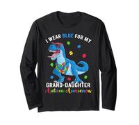 Autismo Dino Grandpa Grandma I Wear Blue For My Granddaughter Manga Larga