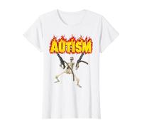 Autismo Esqueleto Meme Autismo Esqueleto Camiseta gráfica económica, Mujer, Blanco, M