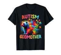 Autismo Madrina Colorido Arco Iris Mamá Oso Concientización Camiseta