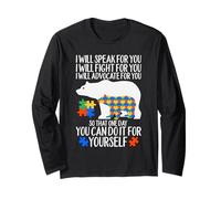 Autismo Mama Bear I Will Speak Fight Advocate For You Manga Larga