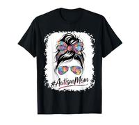 Autismo mamá desordenado moño coqueta arco rompecabezas autismo conciencia Camiseta