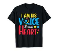 Autismo Mamá Soy Su Voz Él Es Mi Corazón Conciencia del Autismo Camiseta