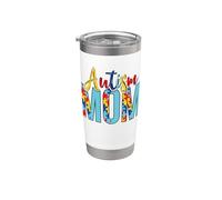 Autismo Mamá Vida Puzzle Día de la Madre Autismo Mamá Vaso térmico de acero inoxidable de doble pared