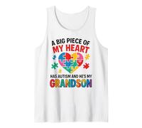 Autismo Puzzle Corazón Nieto Concientización Orgullo Abuelo Camiseta sin Mangas