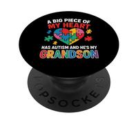Autismo Puzzle Corazón Nieto Concientización Orgullo Abuelo PopSockets PopGrip Adhesivo