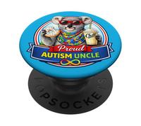 Autismo Tío Koala Bear, neurodivergente TDAH Donut Milkshake PopSockets PopGrip Adhesivo