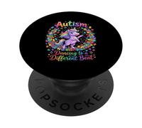 Autismo Unicornio Bailando a una Conciencia de Ritmo Diferente PopSockets PopGrip Adhesivo