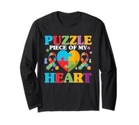 Autista Autista Autismo Puzzle Piece of My Heart Manga Larga