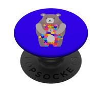 Autista mamá Oso Lindo Autismo Conciencia Rompecabezas PopSockets PopGrip Adhesivo
