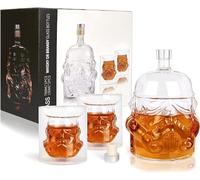 AUTITOR - Decantador de whisky transparente para whisky, vodka y vino, 1 botella Stormtrooper (750 ml) y 2 vasos (8,5 x 9,5 x 9 cm)