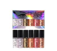 Autmor 6 sombras de ojos líquidas con purpurina de diamante y delineador de ojos, fórmula impermeable para contorno de ojos, delineador de ojos con purpurina y maquillaje para ojos brillantes (B)