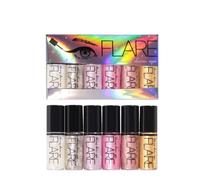 Autmor 6 sombras de ojos líquidas con purpurina de diamante y delineador de ojos, fórmula impermeable para contorno de ojos, delineador de ojos con purpurina y maquillaje para ojos brillantes (A)