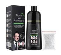 Autmor Black Hair Dye Champú 3 en 1 para cabello gris, natural y largo, champú instantáneo para cabello teñido para mujeres y hombres (negro, 400 ml)