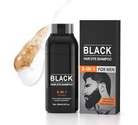 Autmor Champú 5 en 1 para hombre con barba colorante para el cabello negro natural - Coloración de barba y cabello negro natural | Cubre cabello blanco y barba blanca con acondicionador - 250 ml