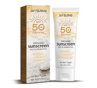 Autmor Protector solar facial SPF 50, ligero protector solar y protección solar para el rostro, no graso, permanece húmedo y resistente al agua, protección UV para sensibilidad (Rice Sunscreen 40 g)