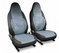 Auto Accessori Lupex 2 Fundas universales para Asientos Delanteros LS03 - Tejido Deluxe Gris con Costuras Grises | Diseño Elegante, Resistente y cómodo | Compatibles con reposacabezas Integrado